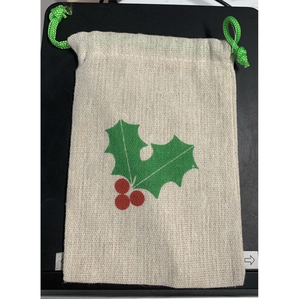 Christmas Jute Burlap Mini Gift Bag 6" x 4" - Brand New